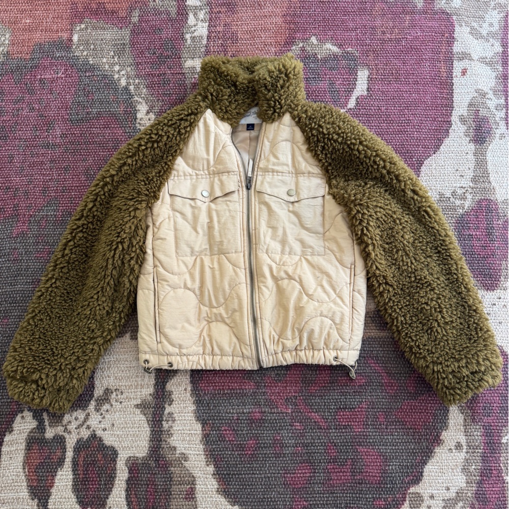 Universal Thread Quilted Jacket with Faux Shearling Sleeves